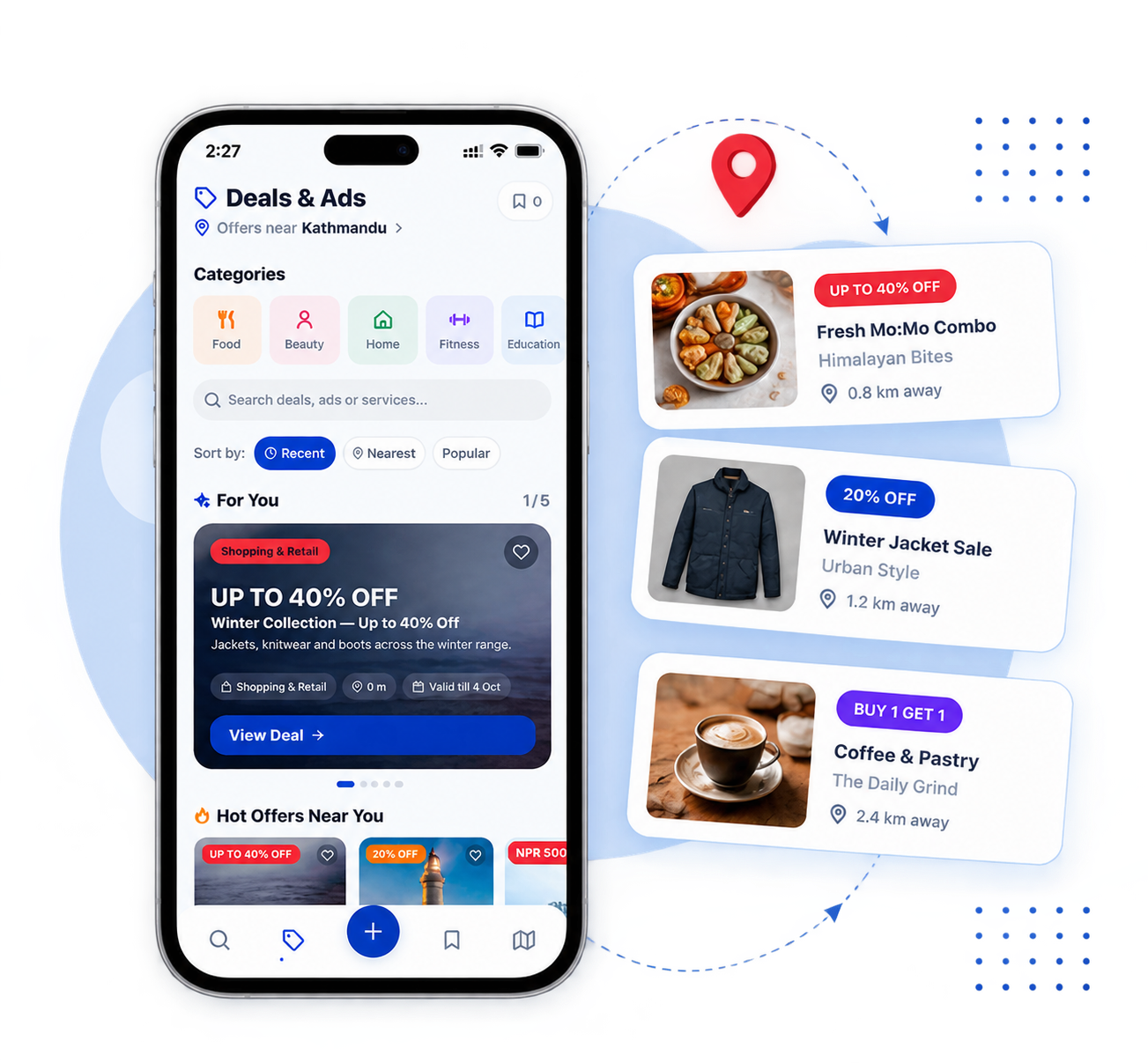 GenZ Link deals and offers mobile app screen and local offer cards